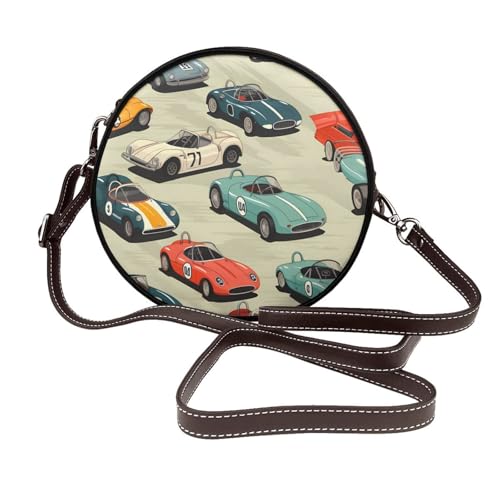 Sac à bandoulière rond vintage en cuir végétalien pour vos sorties citadines rétro