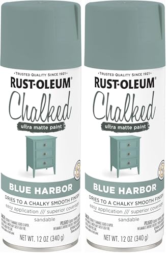 Image of Rust-Oleum 374164 Chalked Ultra Matte Spray Paint, 12 oz, Blue Harbor (Pack of 2)