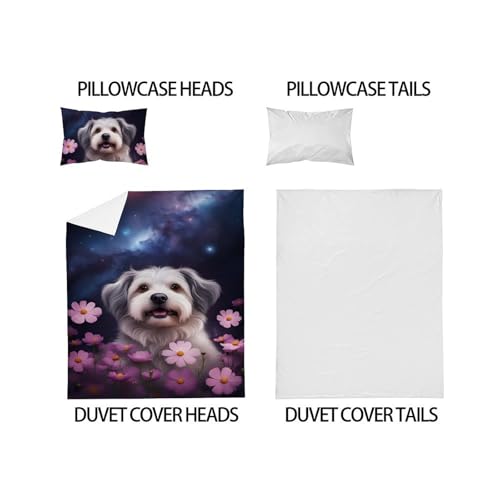 Parure chiot étoilé imprimé 3D en microfibre premium 135x200cm - 5