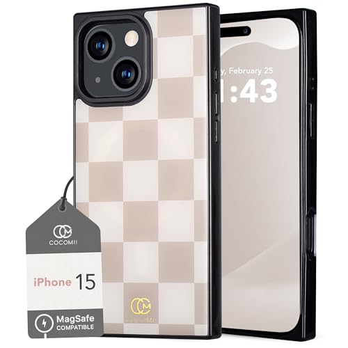 Image of COCOMII Rectangle for iPhone 15 Case, Neutral Checkered