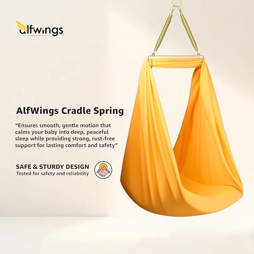 Image of AlfwingsBaby Cradle Spring with Hanger | Triangle Hanging Spring with Hanger for Swing, Thottil Hook | Up to 20Kg | (Gold, Triangle Cradle Spring)