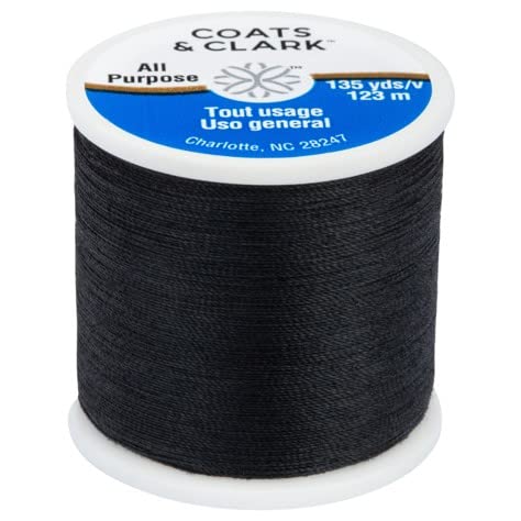 Coats & Clark 2 Pack - 1 Black And 1 White Dual Duty All Purpose Thread - 135 Yards Each Spool - Bundled With 30 Assorted Hand Needles And Needle Threader #TOP1