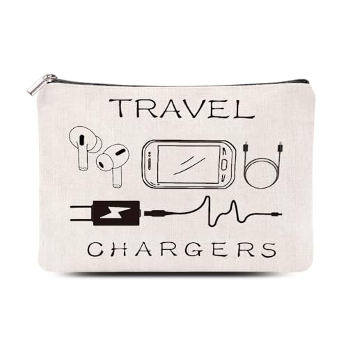 Chargers Travel Organiser Bag for Women Men Charging Cables Cosmetic Storage Bag Makeup Pouch for Friend Birthday Gifts for Sister Brother Toiletry Bags travel chargers Makeup Cosmetic Bags
