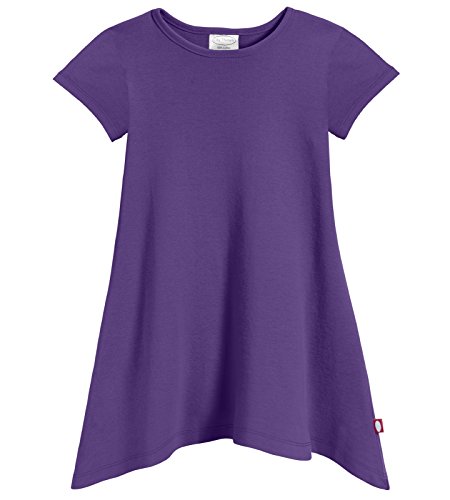 City Threads Girls' Shark Bite Short Sleeve Tunic Top Blouse Shirt Stylish Modern All Cotton for Sensitive Skins SPD Sensory Friendly, Purple, 10
