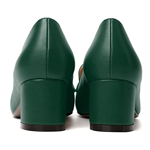 Image of MODENCOCO Womens Square Toe Slip On Comfortable Casual Matte Work Chunky Low Heel Loafers Shoes 2 Inch