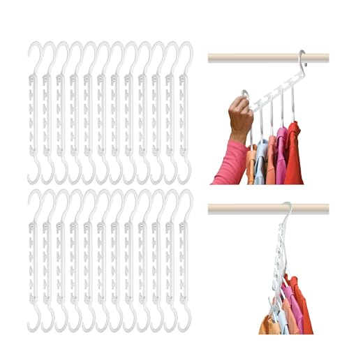 Wonder Hanger Max 24-Pack Space Saving Hangers, Reinforced Hooks Swivels 360°, Cascading Hanger, College Dorms & Storage Closet Organizer, Fully Assembled – White