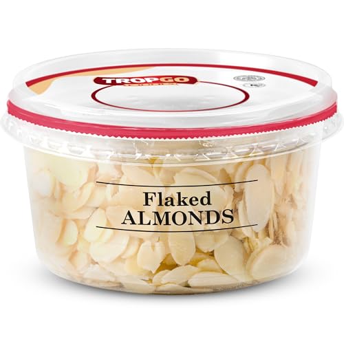 Tropgo Flaked Almonds - Finely Sliced Almond Nuts in a Resealable and Recyclable Tub - Natural Unsalted Peanut Flakes - Protein and Fibre Rich Guilt Free Nut Snack - Healthy Snack for All Ages (140G)