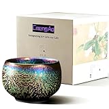 CmengAo Chinese Jianzhan Tea Cup, Colorful Ceramic Glaze Tenmoku Tea Cup, Kungfu Tea Bowl for Tea Matcha Coffee, Handcrafts Art Porcelain Teacup (Peacock)