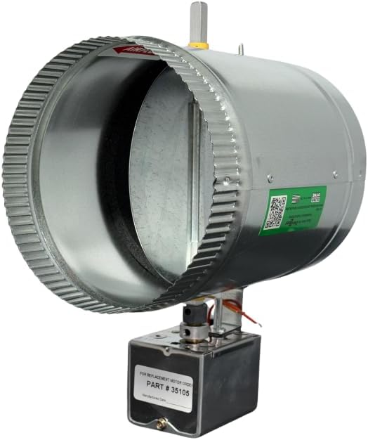 DuroZone 8-Inch Power Close, Spring Open HVAC Motorized Damper – Normally Ships Same Day, Convertible to Power Close, Spring Open – 24V AC, 5-Year Warranty