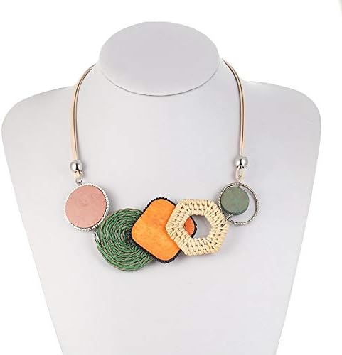 Caiyao Acrylic Pendant Necklace Fashion Colorful Resin Charms Chunky Necklace Boho Chic Charm Statement Necklace Rainbow Color Geometric Chunky Necklace for Women - Image 4