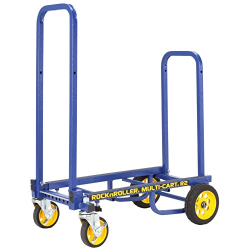 Rock-N-Roller R2RT-BL (Micro) 8-in-1 Folding Multi-Cart/Hand Truck/Dolly/Platform Cart/26" to 39" Telescoping Frame/350 lbs. Load Capacity, Blue