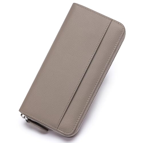 Image of RFID Blocking Womens Zipper Wallet Leather Large Capacity Billfold Clutch Zip Around Wallets for Women