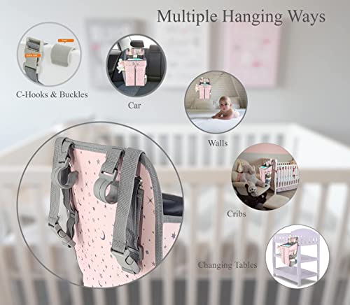 Llama Bella Hanging Diaper Caddy - Baby Diaper Organizer For Changing Table - Diaper Stacker For Crib, Playard Or Wall - Newborn Diaper Holder (Pink) #TOP3