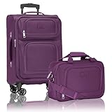 U.S. Traveler Rio Lightweight Softside Rolling Carry-on Suitcase, 4-Wheel Set, Purple