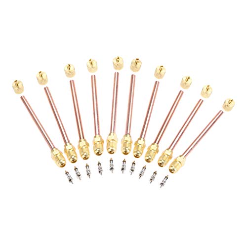 Gohantee 10Pcs Access/Service Valve 1/4'' Sae X 1/4'' Od X 4'' Stem Core Ac Refrigeration #TOP3