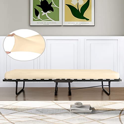 Ideahome Jersey Knit Fitted Cot Sheet, Soft Material, Suitable For Bunk Beds, Camping, Rvs, Folding Beds, Boys & Girls, 75" X 33" With 8" Pocket, 1 Pack (Cream, Cot Sheet) #TOP3