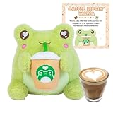Cuddle Barn PlushGoals - Lil Series Scented Coffee Sippin' Wawa - Soft Lime Green Stuffed Animal Kawaii Frog Plush Toy, 6 inches
