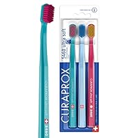 Curaprox CS 5460 Ultra-Soft Toothbrush – Adult Tooth and Gum Care | Super Soft Curen® Bristles for Gentle Cleaning | Turquoise | Light Blue | Magenta | Single Pack | Made in Switzerland