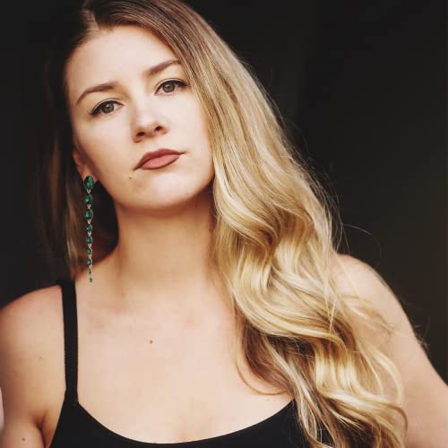 Agriajun Green Crystal Beaded Boho Long Tassel Teardrop Dangle Chain Earrings For Women - Big Extravagant Sparkly Rhinestone Linear Earring Dangling Garnet Ruby Bridal Wedding Prom Costume Jewelry #TOP1