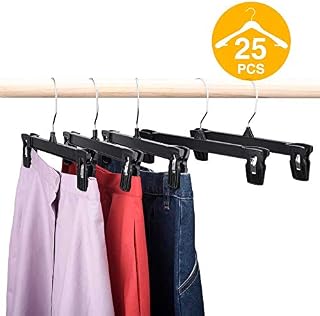 HOUSE DAY Skirt Hangers 25 Pcs 10inch Black Plastic Pants Hangers with Non-Slip
