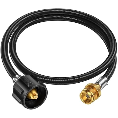 4ft Propane Hose Adapter 1lb to 20lb，Propane Adapter 20lb to 1lb Converter, Propane Tank Adapter Hose 20 lb to 1 lb for Weber Q Grill/Coleman Stove/Blackstone Griddle/Buddy Heater/Weber Traveler