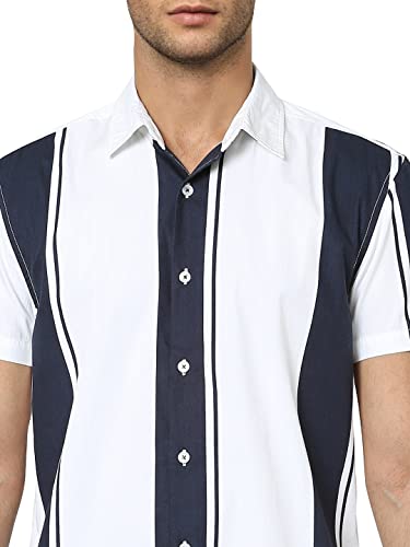 Image of JACK & JONES Men's Striped Slim Fit Collared Casual Shirt