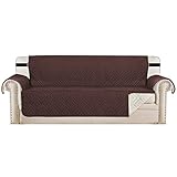 Reversible Sofa Slipcover Furniture Protector Water Resistant 2 Inch Wide Elastic Straps Sofa Cover Couch Covers Pets Kids Fit Sitting Width Up to 66' (Sofa, Brown / Beige)
