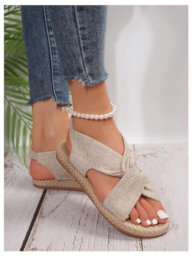 Verdusa Women's Open Toe Elastic Ankle Strap Flat Sandals Summer Shoes4