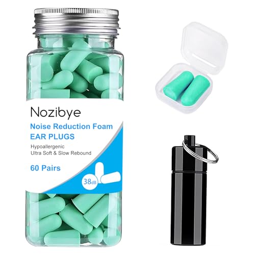 Mint Green Ultra-Soft Foam Earplugs - 60 Pairs for Noise Reduction