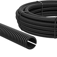 AUPROTEC Wellrohr geschlitzt 2 bis 50m / Leerrohr geschlitzt/Wellrohr UV beständig/Kabelschutzschlauch/Kabelschlauch schwarz - Innendurchmesser 13 mm, Länge 2 m