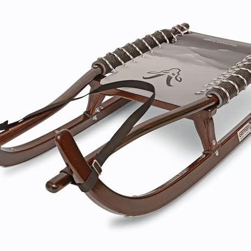 Preisvergleich Produktbild German Luge Freizeitrodel 128D braun Sitz grau Lenkriemen aus Gurtband Laufschiene Rennstahl