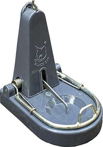 Black Cat Quick-Kill Mouse Trap for Indoor & Outdoor Use,Reusable Plastic & Steel Snap Trap,Easy to Set & Clean,Effective Rodent Catcher for Rats and Mice(Grey)