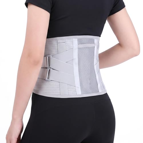 Ceinture Lombaire de Soutien Ceinture Soutien Dorsale Sport avec Soutien Lombaire 5 Baleines Métalliques, Ceinture dorsale Respirante avec Coussin Lombaire 3D Amovible pour Travail Sport Fitness (M)