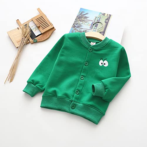 Fall Jacket for Toddler Child Toddler Kids Infant Boys Girls Long Sleeve Cartoon Embroidery Thick (Green, 5-6 Years)2