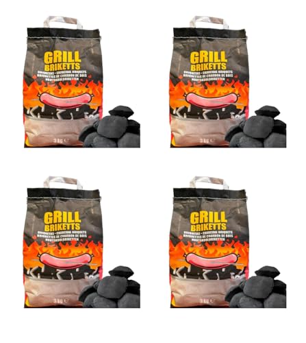 CABLEPELADO Briquetas de Carbón para Barbacoas 3kg, Encendido Rápido, Sin Aditivos, Compatibles con Todo Tipo de Parrillas, 3 Kg | Grill Briketts (4x3 kg)