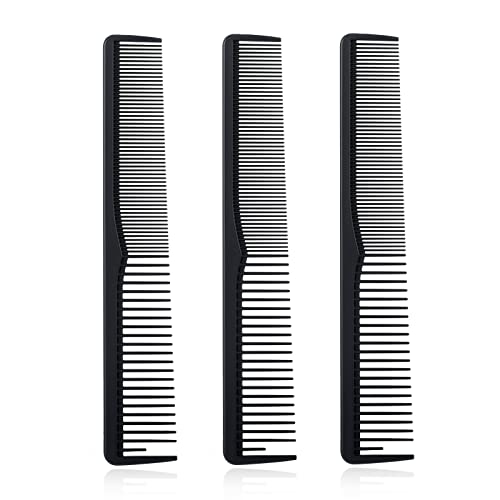 3Pcs Barber Hair Comb For Men: 7Inch Barber Comb Carbon Fiber Salon Hairdressing Comb Fine Tooth Comb Styling Cutting Comb(Black) #TOP8
