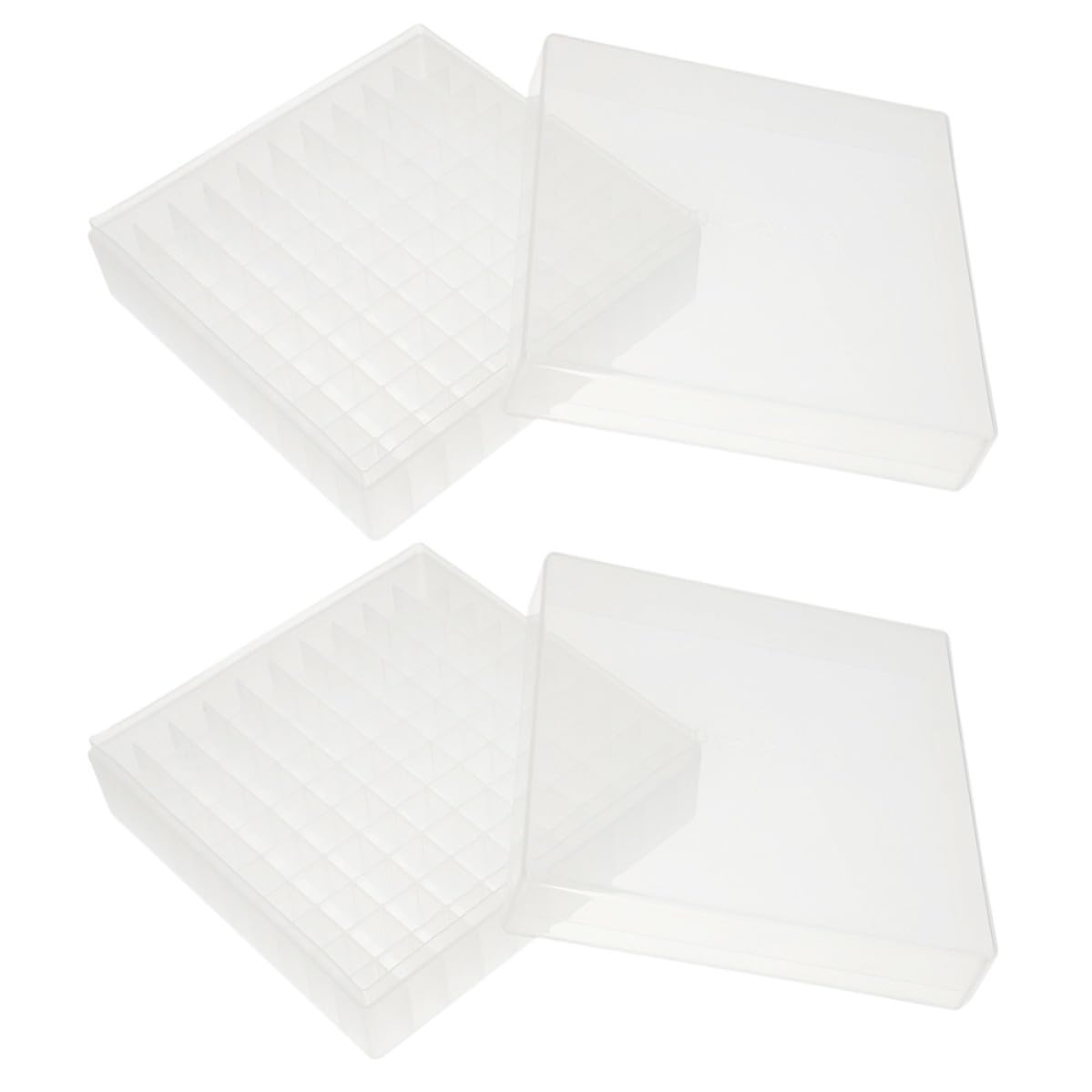Microcentrifuge Tube Storage Box and Refrigerated Storage with 100 Grids 2pcs Pp Material for Laboratory Sample Protection for 1.5ml 1.8ml 2ml Tubes