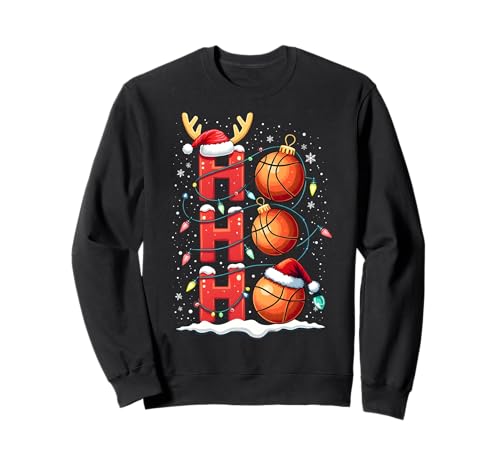 Ballon de basket de Noël Ho Ho Ho Sports de Noël pour hommes, garçons et enfants Sweatshirt