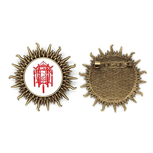 Broche chinoise rouge en métal découpe papier scrapbooking loisirs créatifs art
