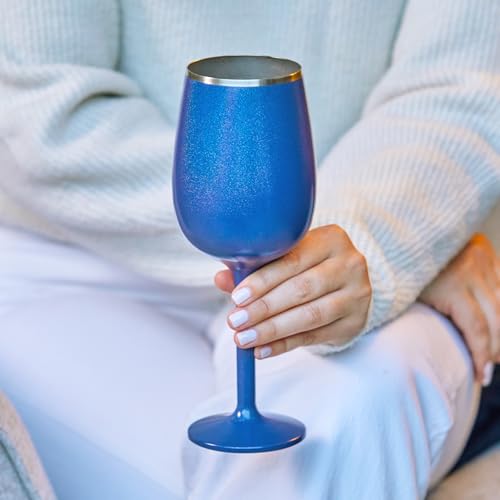NEWPORT Stemware Collection Premium Vacuum Insulated Stainless Steel Wine Glass, Lightweight Wine Glass, Unbreakable & Drinks Stay Cold, Non-Slip Silicon Base, Cocktail Glasses, 12oz, Dark Walnut by Snowfox - Image 7