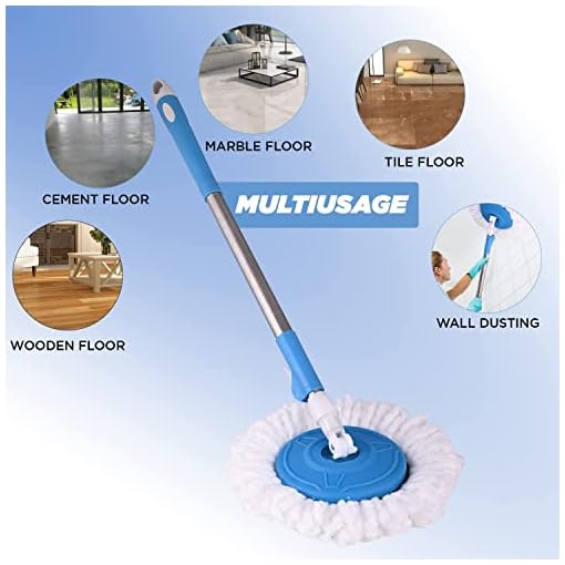 Spin-Mop-Stick-for-Floor-Cleaning-Without-Bucket-with-Removable-Microfiber-Refill-42-Inch-Extendable-Handle-Rod--Replace-Old-Pocha-with-Easy-Mopping-Cleaner-for-Home-KitchenBlue-Colour Spin Mop Stick for Floor Cleaning Without Bucket with Removable Microfiber Refill & 42 Inch Extendable Handle Rod . Replace Old Pocha with Easy Mopping Cleaner for Home, Kitchen,(Blue Colour)