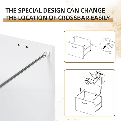 QDSSDECO 3 Drawer Mobile File Cabinet, Rolling Vertical Filing Cabinet fits A4, Legal Paper and Letter Paper for Home Office, White with Lock - Thumbnail 7