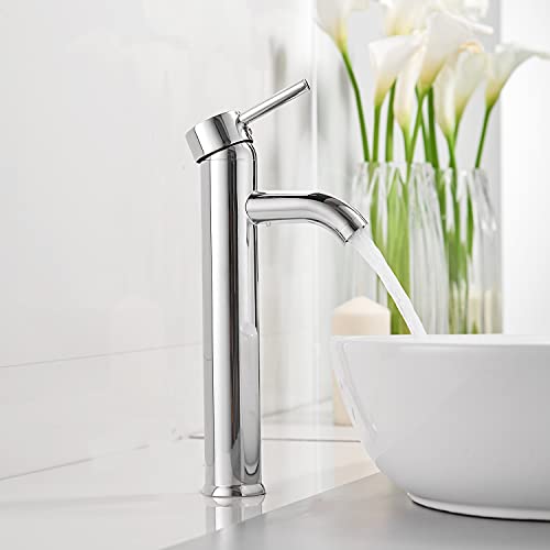 Greenspring Vessel Sink Bathroom Faucet Chrome Single Hole Single Handle Modern Lavatory Commercial Bath Vanity Bowl Faucets Tall Body Supply Line Lead-Free #TOP2