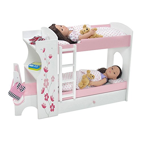 Emily Rose 18 Inch Doll Wooden Bunk Bed | 18" Doll Bunkbed Bunk & Desk, With Doll Bedding | Compatible With Most 14-18-In Dolls #TOP4