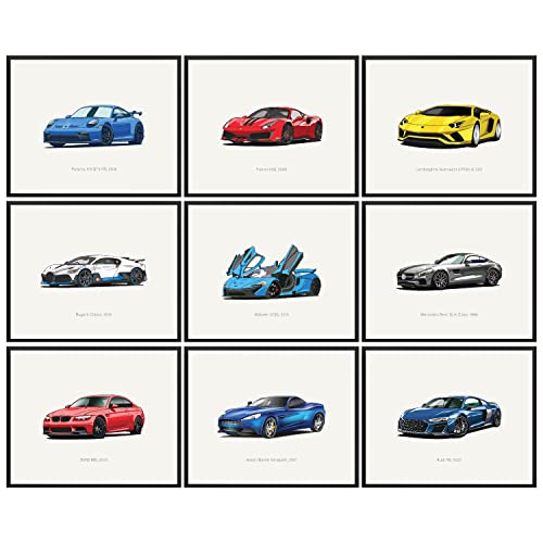 97 Decor Super Car Posters For Boys Room - Modern Car Wall Art Prints, Sport Car Poster For Men, Racing Car Room Decor For Teen Boys Bedroom, Cool Supercars Artwork Pictures Decoration (8X10 Unframed) #TOP21