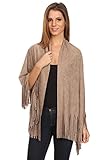 BSB LL- Chic Ladies Dove Gray Faux Leather Suede Vest Shawl Cape Without Armholes