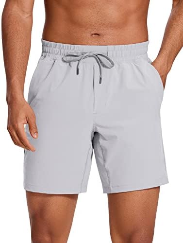 CRZ YOGA Men's Linerless Workout Shorts - 7'' Quick Dry Running Sports Athletic Gym Shorts with Pockets Gull Gray X-Large