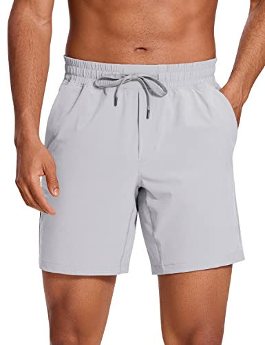 Crz Yoga Men's Linerless Workout Shorts - 7'' Quick Dry Running Sports Athletic Gym Shorts With Pockets Gull Gray X-Large #TOP6