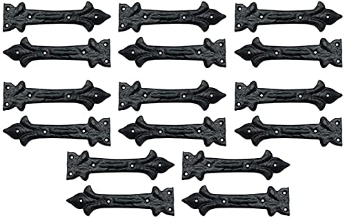Image of Adonai Hardware Adonijah Aluminium Strap False or Faux or Dummy Hinge Front (6.5 inch x 16 Pack, Matte Black) for Barn Doors, Gates, Kitchen Cabinets, Wooden Box, Furniture, Cedar Chest and Sheds