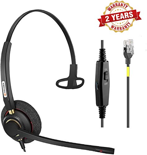Arama Phone Headset RJ9 Cisco Headset w/Noise Canceling Microphone Mute Switch Corded Telephone